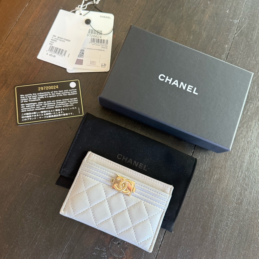 Chanel Quilted Card Holder in Gray